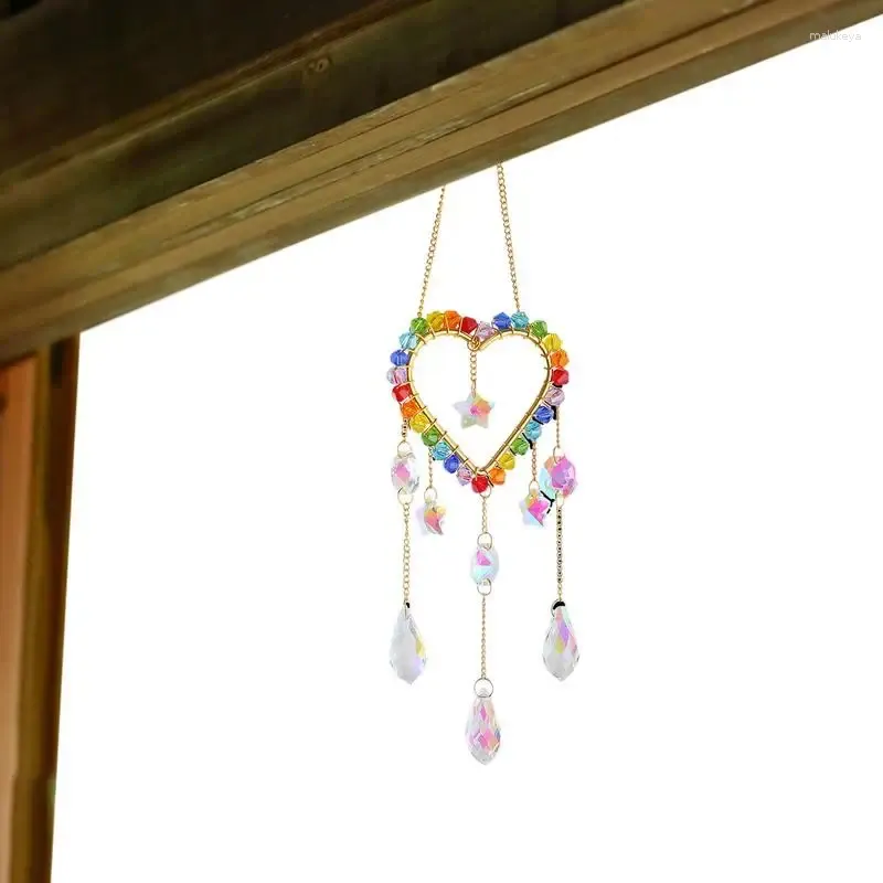 Flores decorativas Cristal Sun Catcher Dream Heart Priss colgando con adorno colgante de cadena para ventana homenaje