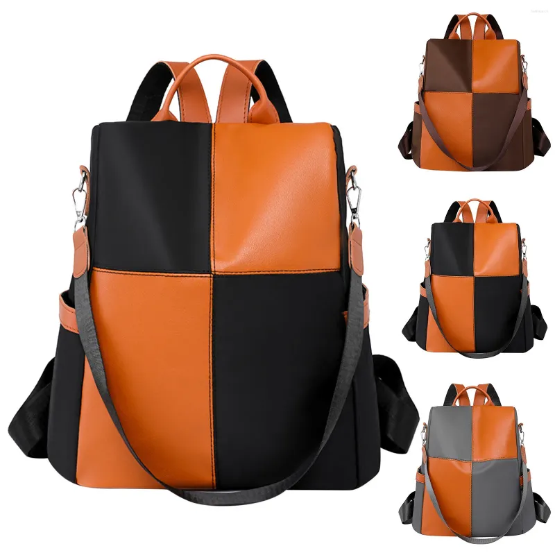 Skolväskor ryggsäckar för kvinnor färgade nylon tyg axelväska stor kapacitet dragkedja dubbel användning casual ryggsäck elever