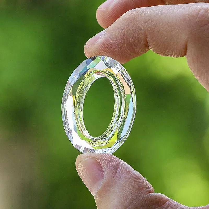 Lampadario cristallo 2pcs trasparente anello ovale a sospensione a vitto a sospensione Accessori fai da te giardino casa cortile