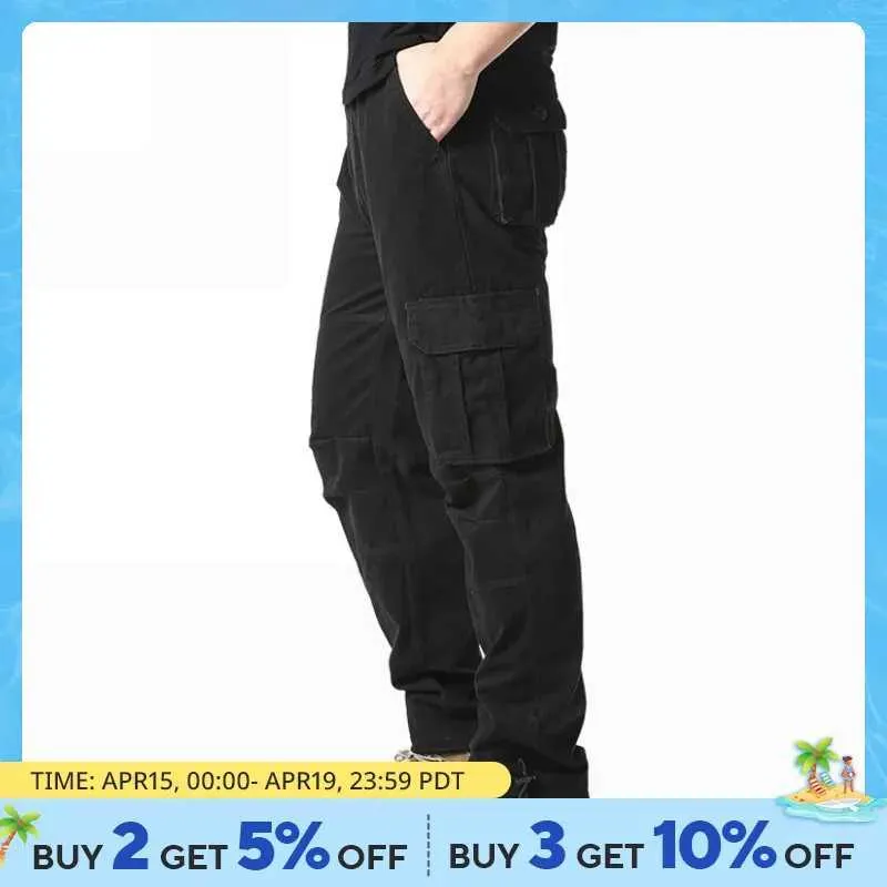Pantalon masculin masculin printemps et automne Nouveau pantalon de cargaison multi-poche à usure droite lâche