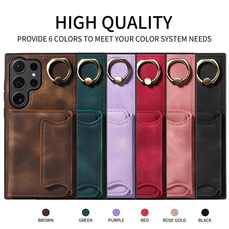 Ring Holder Credit card case mobile phone wallet case women phone bag for iPhone 15 pro max 14 13 12 lyp148
