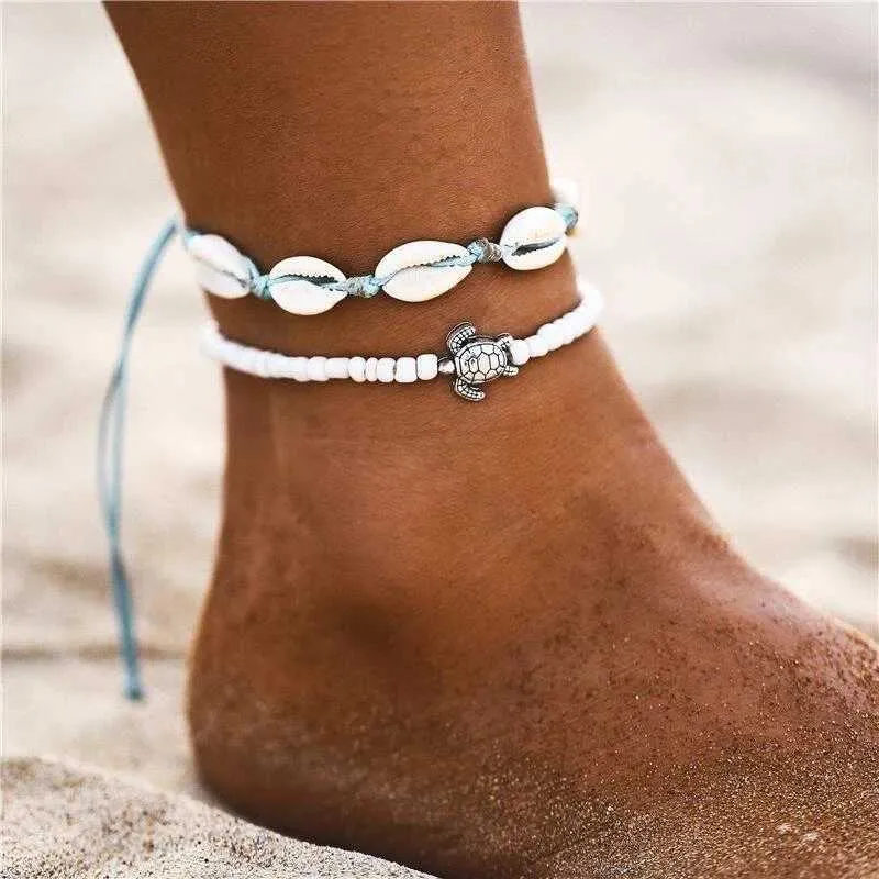 Braccialetti per la spiaggia dell'oceano estivo perline bohemian perle di tartaruga conchiglie fatte a mano e regali di gioielli a gamba 2024.