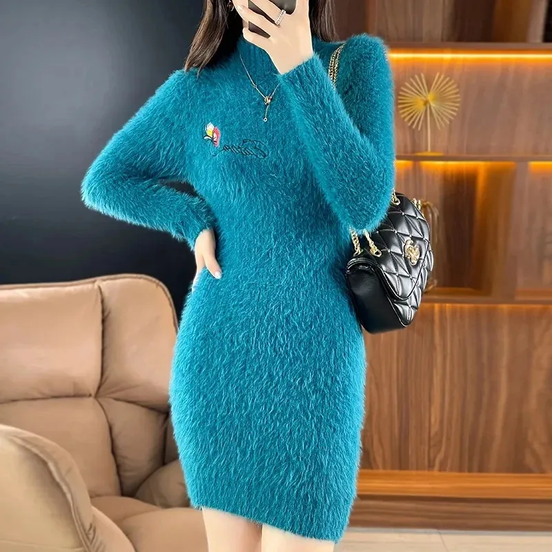 Sweater knit dresses womens floor-length chiffon mini dress with floral  embroidery ultra-thin knit for winter from Dhgate Urban Sexy Dresses -  price 38.93