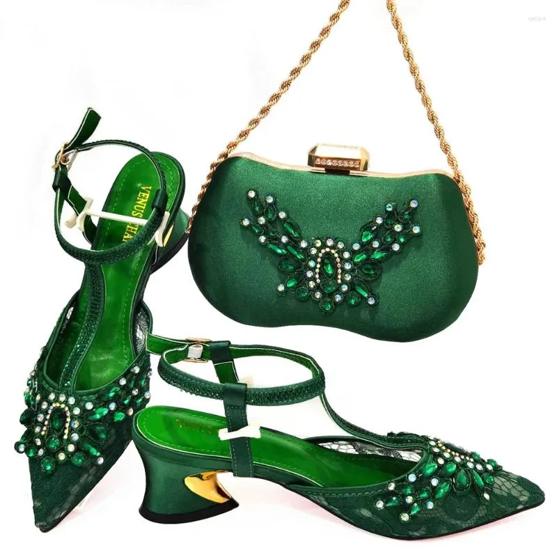 Scarpe da vestito Doershow africano di alta qualità Ladies and Borse Set Past Green Italian Bag per Feste!HAQ1-18