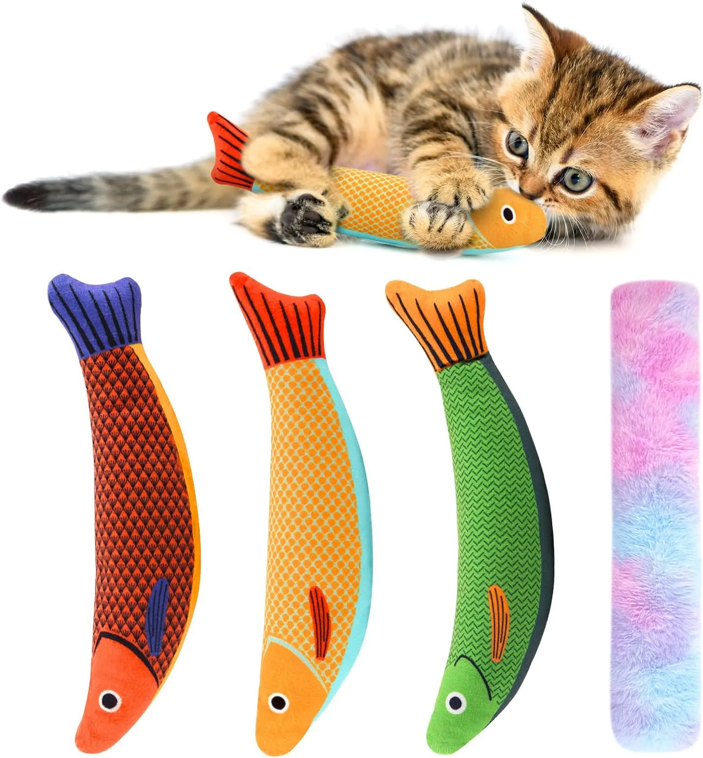 Crinkle Fish Cat Toy 4-Pack: Plush Catnip Toys for Indoor Play - Shop ...