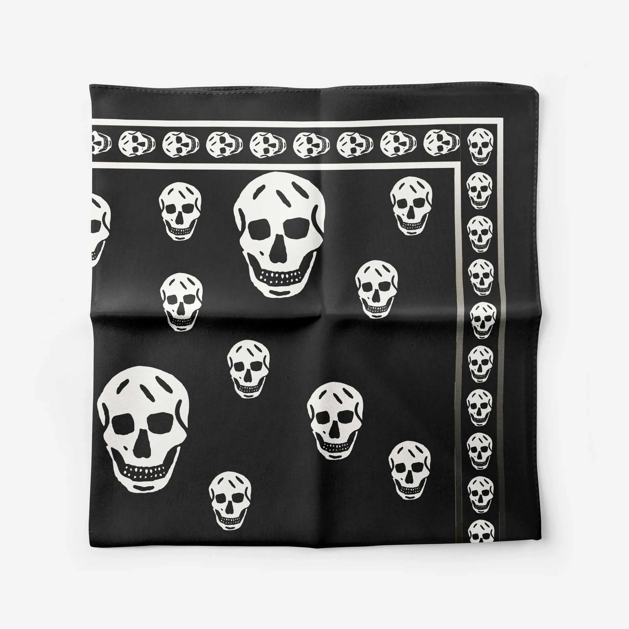 Bandanas Durag Support Anpassning av 2022 Spring Womens Polyester Chiffon Granite Gradient Skull Print Collar Tie Hårtillbehör 240426