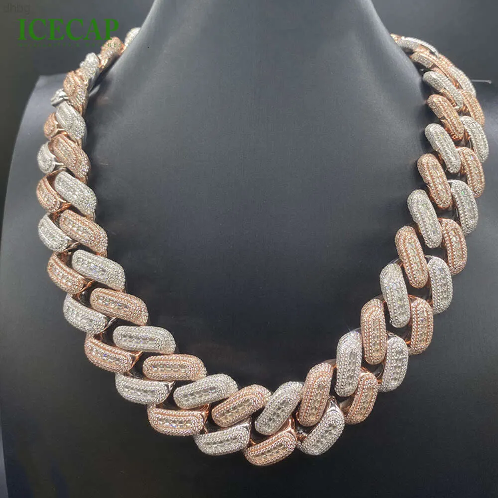 Personlig kreativ Rose Gold Cuban Chain Pass Diamond Test Moissanie Cuban Link Chain Custom Fine Jewely Halsband