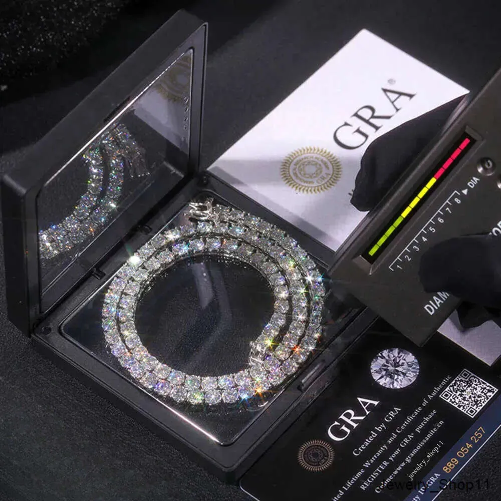 bracelet necklace Hip-Hop tennis chain 925 Sterling Silver VVS Moissanite diamond cluster iced out cuban chain for men women