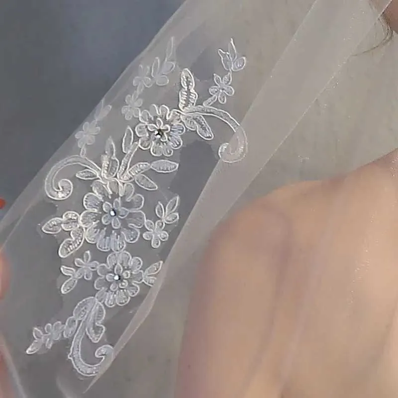 Wedding Hair Jewelry Wholesale Short Lace Edge Wedding Veil Ivory Bridal Veils Cheap One Layer Bridal Veils Wedding Boda 2024
