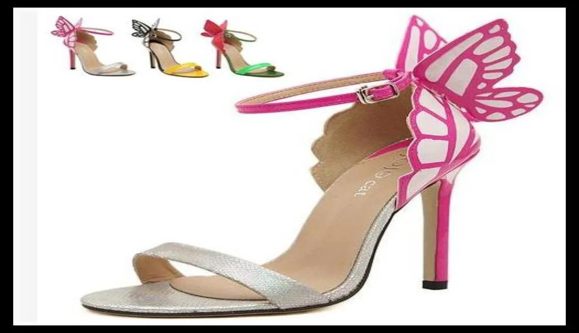 Sonhador borboleta rosa uma tira estiletto salto de salto de vestido super sexy saltos altos sapatos de mulheres 3 cores eu35 a 407043260