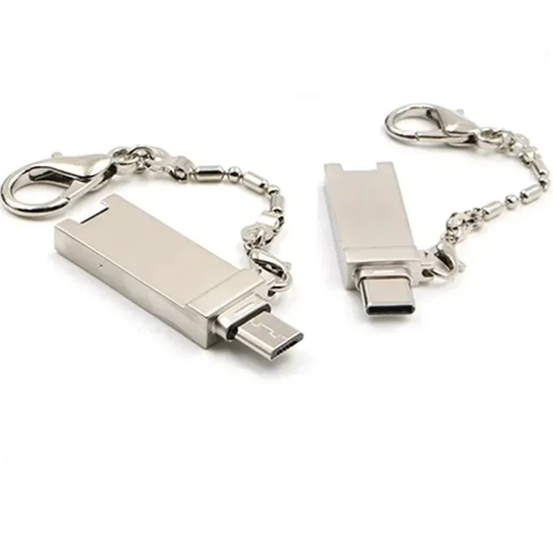 Keychain Type C Micro USB OTG Card Reader Mini Pocket Menory Card Adapter Support Micro SD/TF för Xiaomi Laptop Table Table