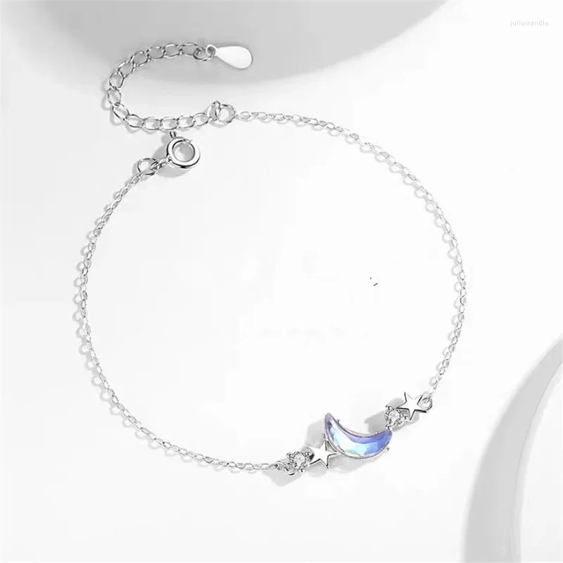 Link Armbanden Mooie mode Crystal Star Moon Braw Bracelet Bangle For Women Girls Party Wedding Sieraden Sieraden Geschenken SL090