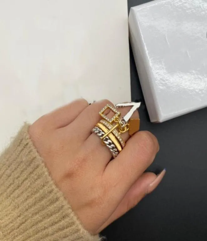 Designer Ring For Women Jewelry Silver Gold Love Rings Letter With Box Fashion Men WeddingThree In One Ring V Lady Party Gifts 6 73405518