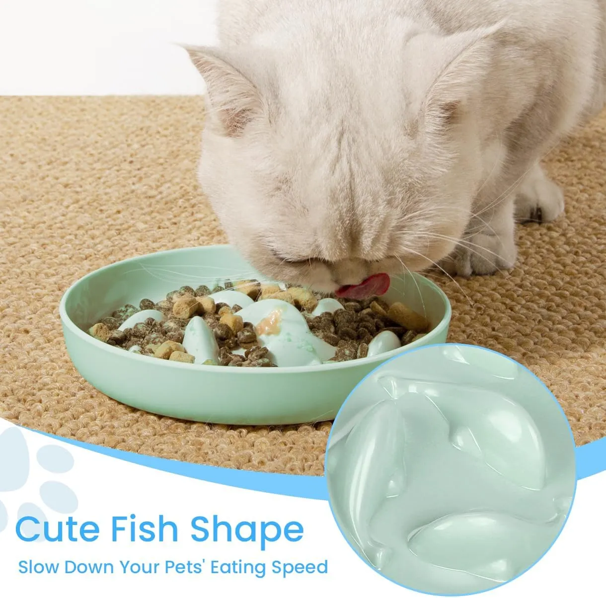 thumbnail image 2 of Slow Feeder Bowl For Cats And Small Dogs, Cilkus Fish Pool Design, Fun Interactive Bloat Stop Puzzle Feeder Bowl Healthy Eating Diet Made Of Melamine Food Grade Material 2 of 11