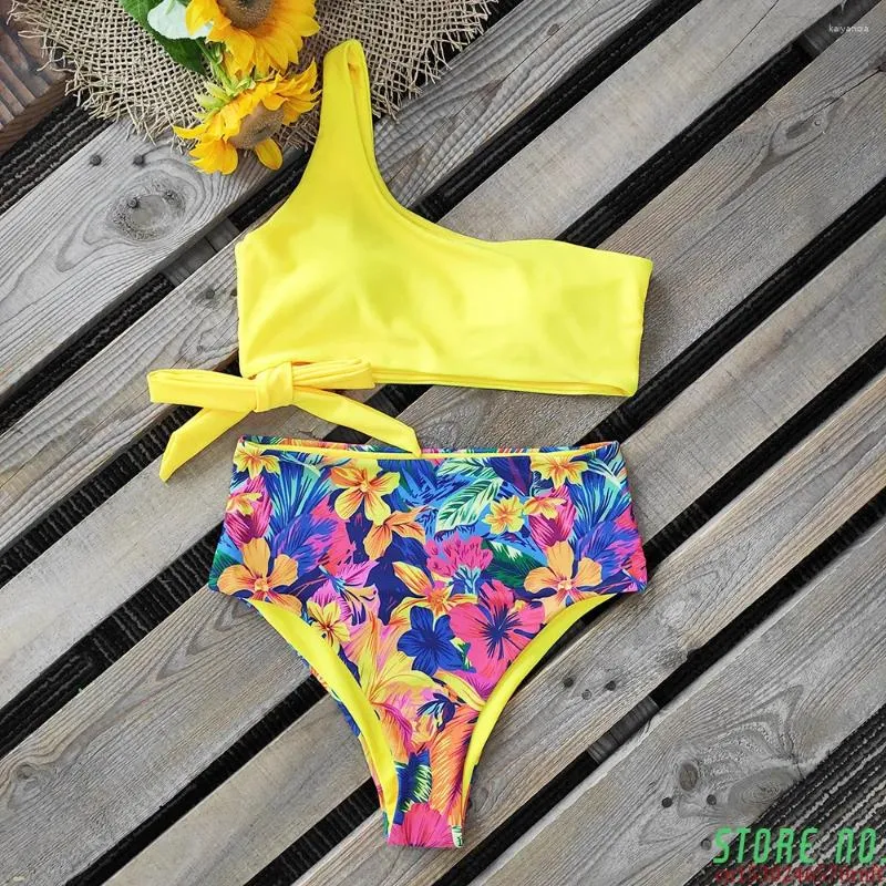 Swimwear femminile da bagno a una spalla Bikini 2024 Swimsuit Swimsuit Sexy Plus size Donne Bikini a bassa vita Push Up Bahitng Suit Beach Wear Biquini