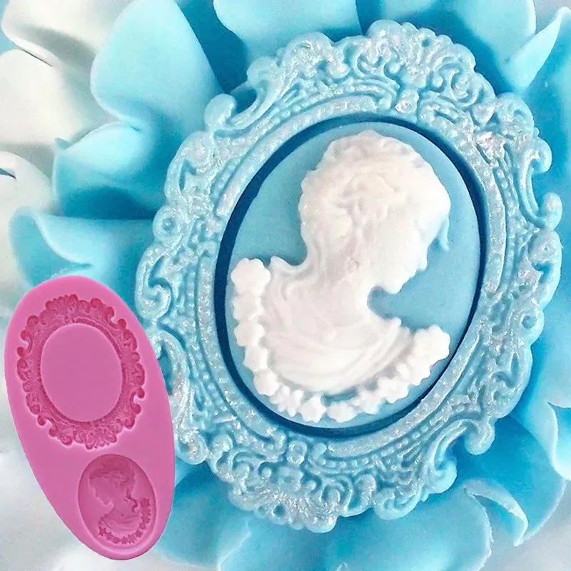 Formar oval komo oval ram fondant mögel miniatyr ram silikon spegel socker fondant tårta dekorera verktyg bakning silikon