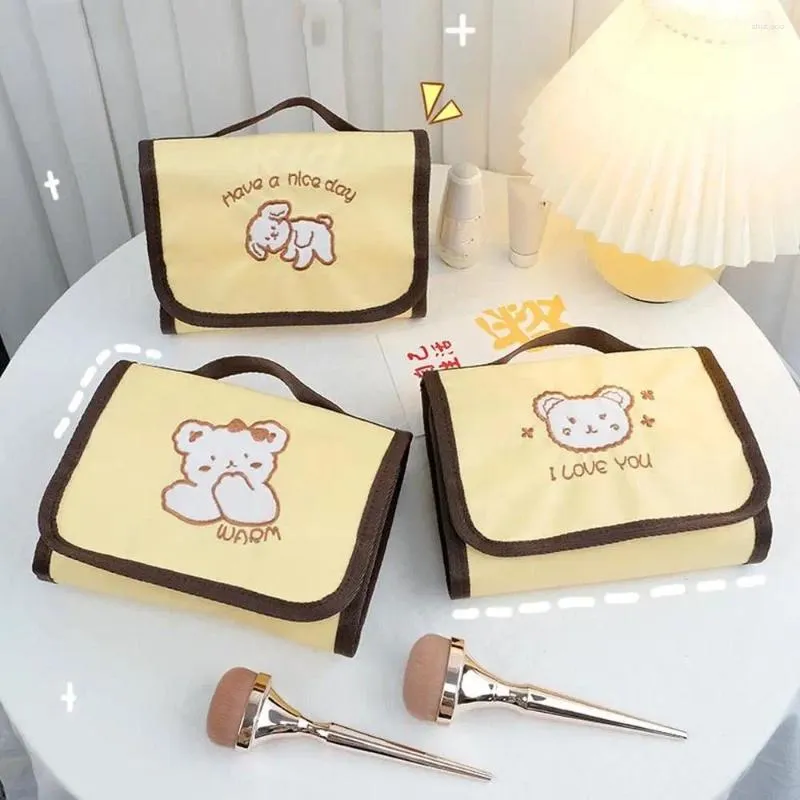 Cosmetic Bags Elegant Protable Dog Storage Cases Bear For Girls Flod Bag Toiletries Organizer Makeup Korean