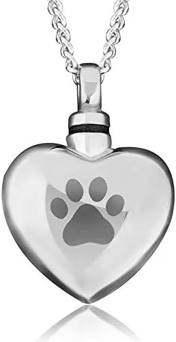 thumbnail image 2 of Pet Memorial Heart Cremation Urn Necklace - Stainless Steel Ashes Pendant For Dog, Cat, Or Any Beloved Companion - Sympathy Gift 2 of 6