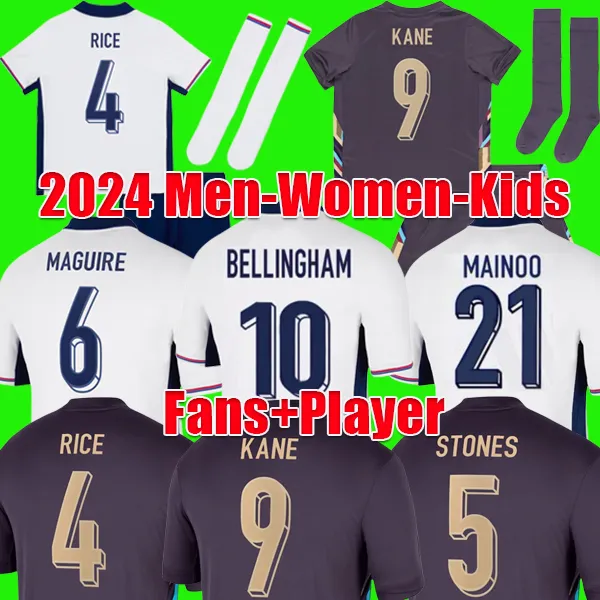 S-4XL Mainoo England 2024 Fotbollskjorta Bellingham 24 25 Soccer Jersey Saka Foden Rashford Grealish Maguire Rice National Team Kane Football Shirt Kit Kid Kit Women Women