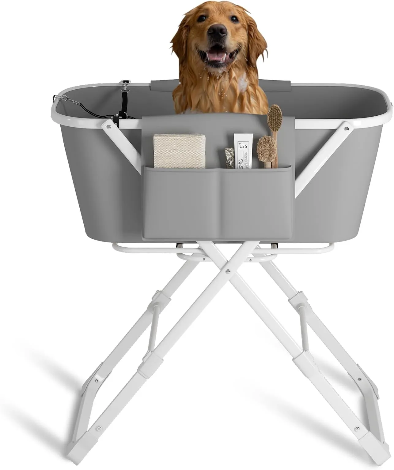 Image showcasing Portable Dog Bath Tub: Elevated, Collapsible Pet Bathing Station with ...