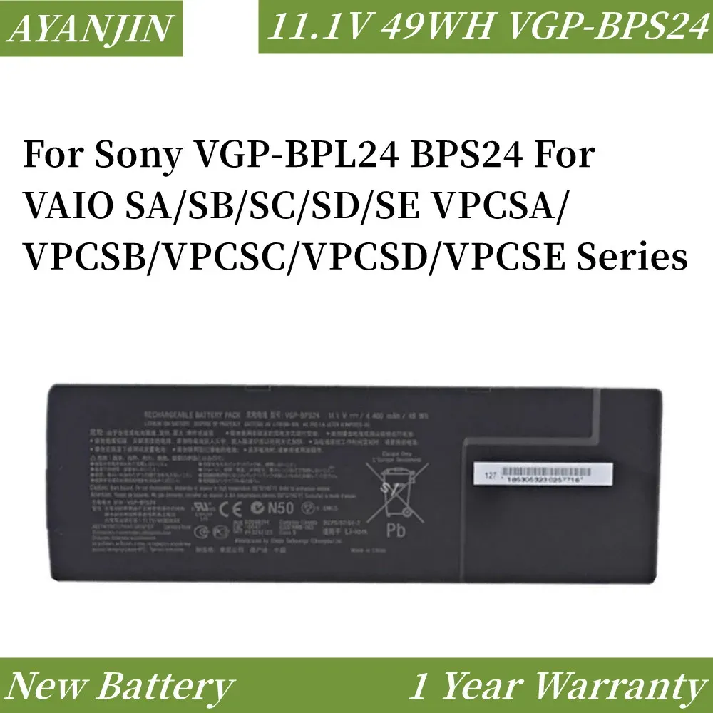 Batterier VGPBPS24 11.1V 49Wh Laptop Battery för Sony VGPBPL24 BPS24 för VAIO SA/SB/SC/SD/SE VPCSA/VPCSB/VPCSC/VPCSD/VPCSE -serie