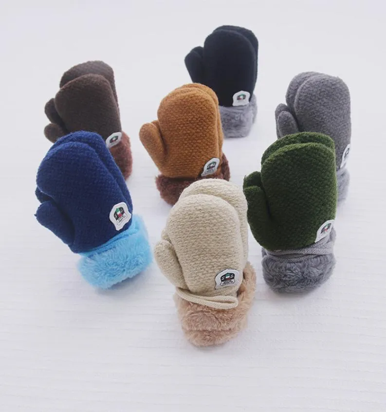 Nouveau arrivée pour bébés hiver garçons filles gants tricotés corde chaude gants mittens full