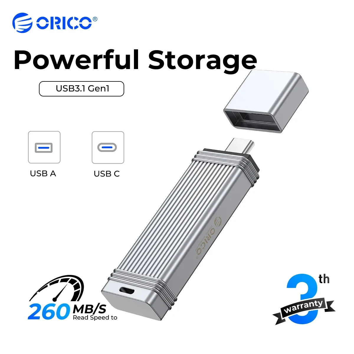 Drives ORICO USB 3.2 Dysk długopisowy 260 MB/S Dysk flash USB 256 GB 128 GB 64 GB 32 GB Pendrive TypeC USB3.2 Dysk flash dla Android Micro/PC