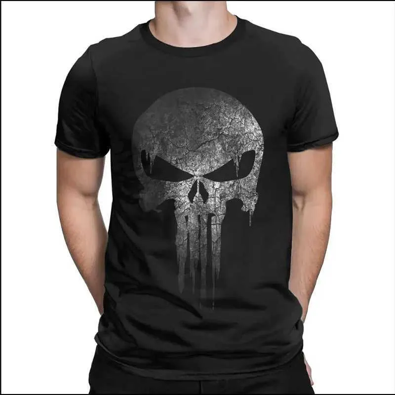 Camisetas para hombres LESTA Mens Diversión Estampa de calavera Hip Hop Fitness Street Ropa de algodón puro Harajuku Camiseta de alta calidad manga corta J240426