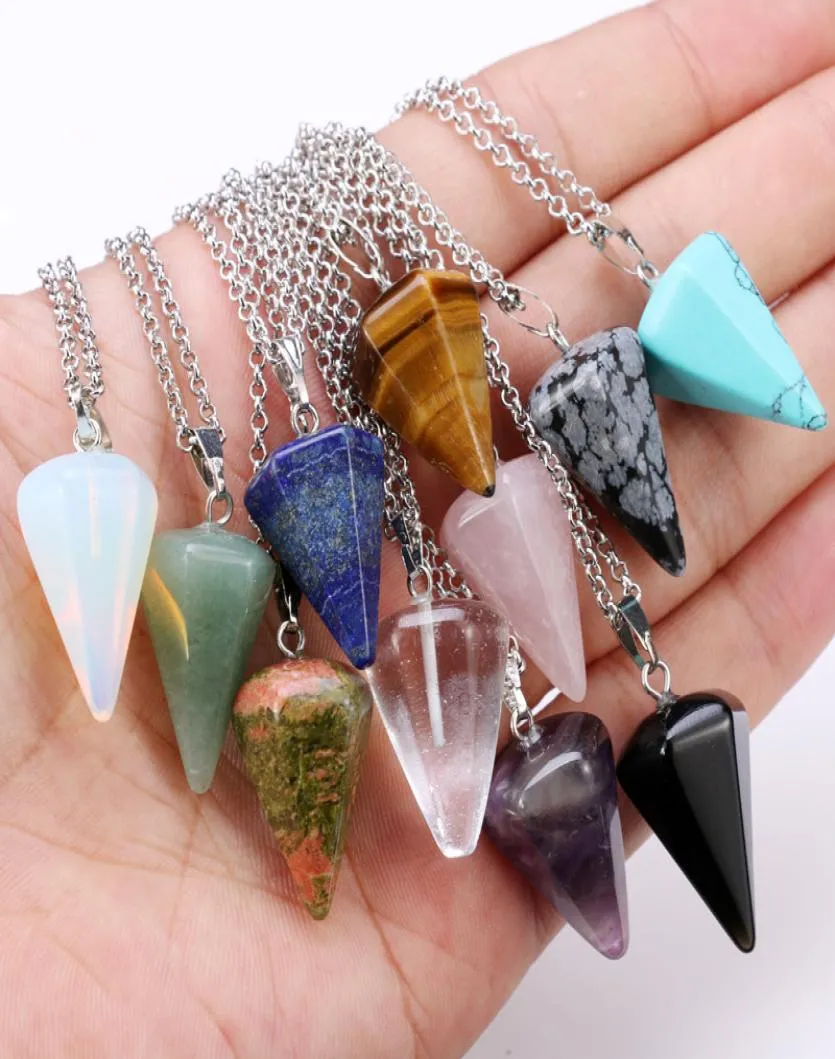 Hexagonal prism Turquoise Opal Pendants Natural Quartz Crystal Healing Chakra Stone Pendant Necklace Jewelry for Women Gift 20pcs6101755