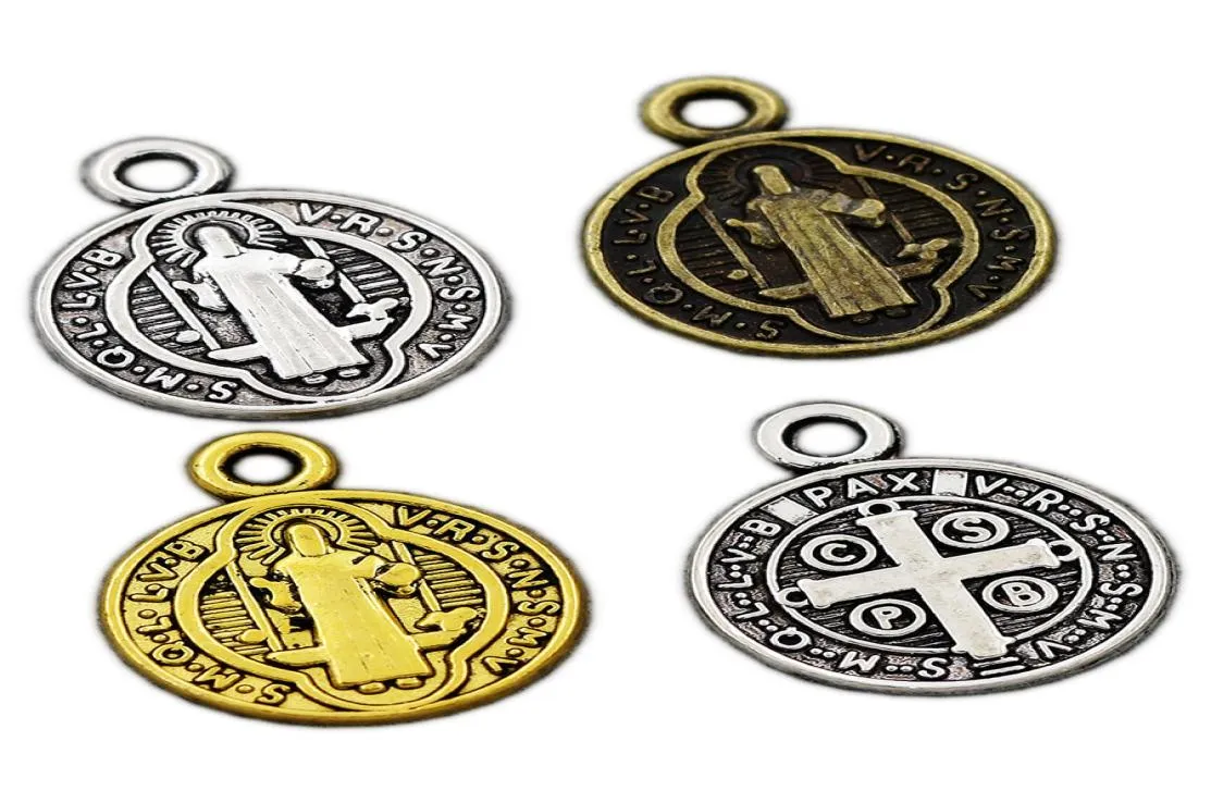 Medalla San Benito Charms Memorabilia Nursia Patron Medal Charm Pendants Pendants Gold/Bronze/Silver 3colors 13x10 mm L1650 100pcs/LOT2196079