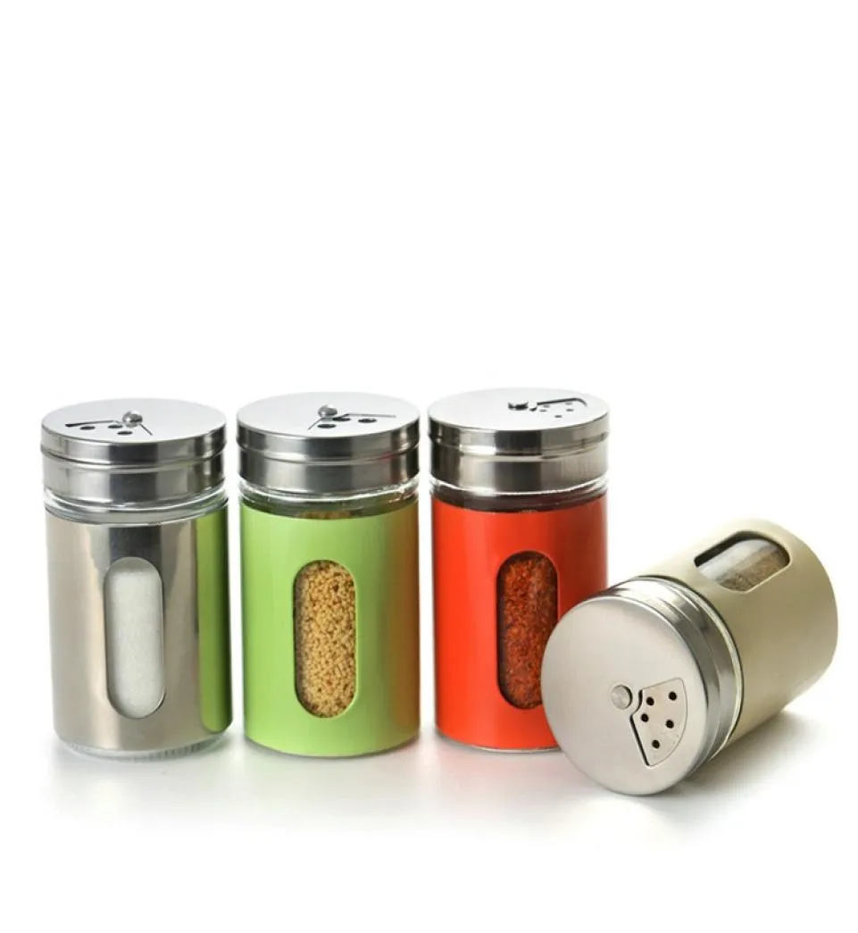 80 ml Spice Bottle Powder Shaker Bottle Shaker med färgbelagd rostfritt stålskydd Justerbart lock 4 Färger1471827