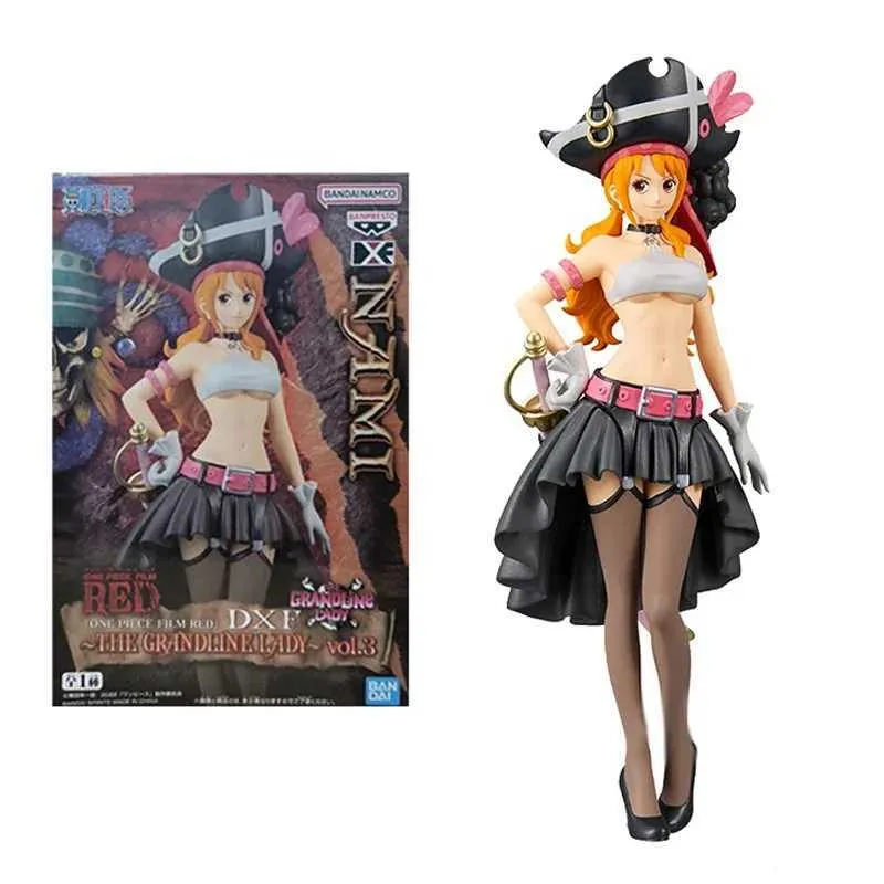 Экшн -игрушки фигуры 19 см анимация одна часть Nami Black Clothing Picture One Piece Movie Movie Красное платье PVC Коллективная модель игрушка детская подарок Liftl2403