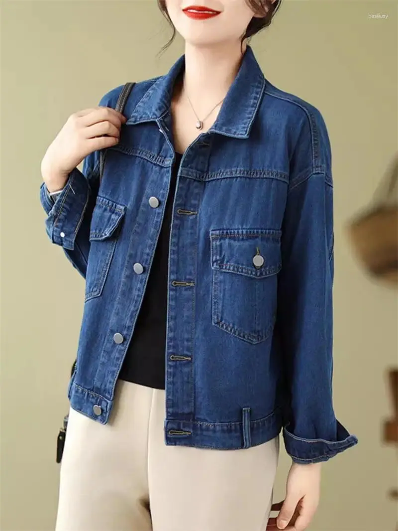 Giacche da donna Giacca di jeans versatili coreane Short Stone 2024 Spring e Autunno Casual Slim Fit Long Top Trend Jeans Coat K785