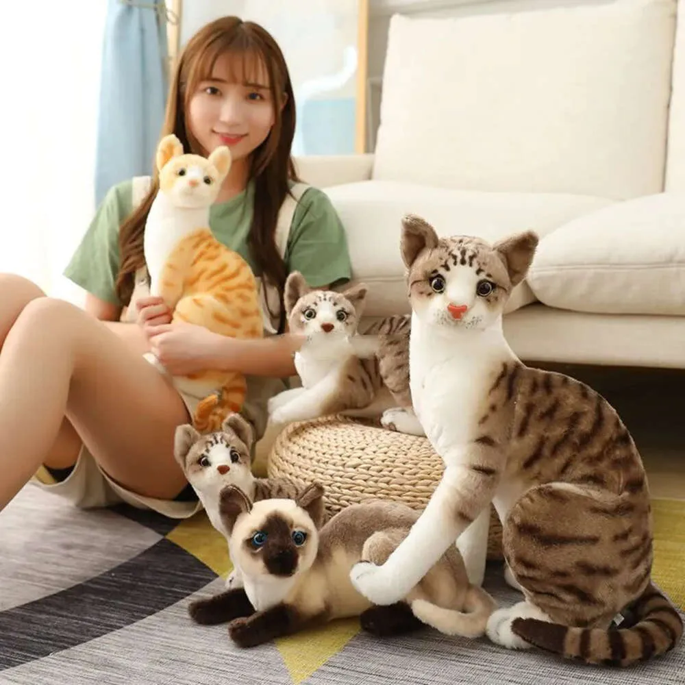 25cm Simulation Mini Cat Cute Cloth Pad Plush Cats Children Birthday Gifts Creative Decoration Imitation Cat Home Decor Supplies Birthday Gift