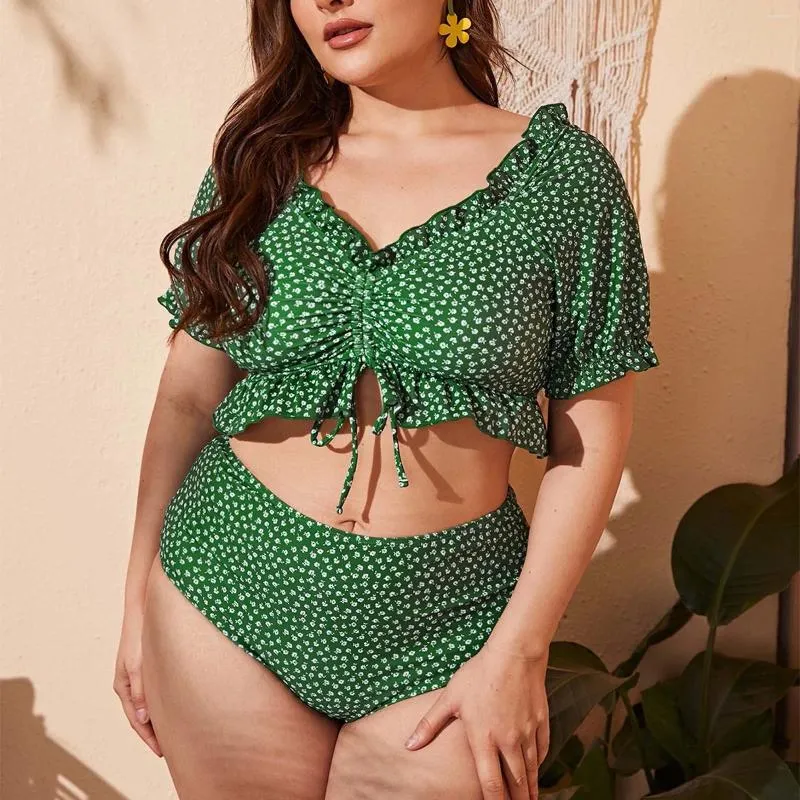 Frauen Bikini -Tops für Frauen mit Shorts Frauen Plus Size 2 aus dem Schulterkordelzug vorderen und Sonnenblumenboden für