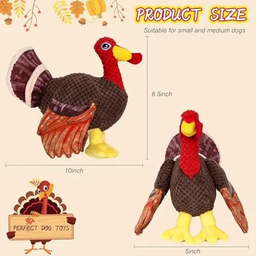 YoFellas Thanksgiving Turkey Plush Dog Toy With Squeaker - Soft, Durable Interactive Toy For Small & Medium Dogs - View #12