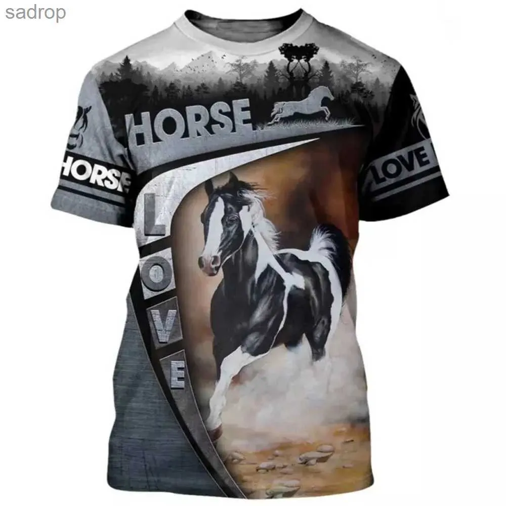 T-shirts pour hommes Animal Horse 3D harajuku imprimé hommes et femmes sports extérieur lâche confort