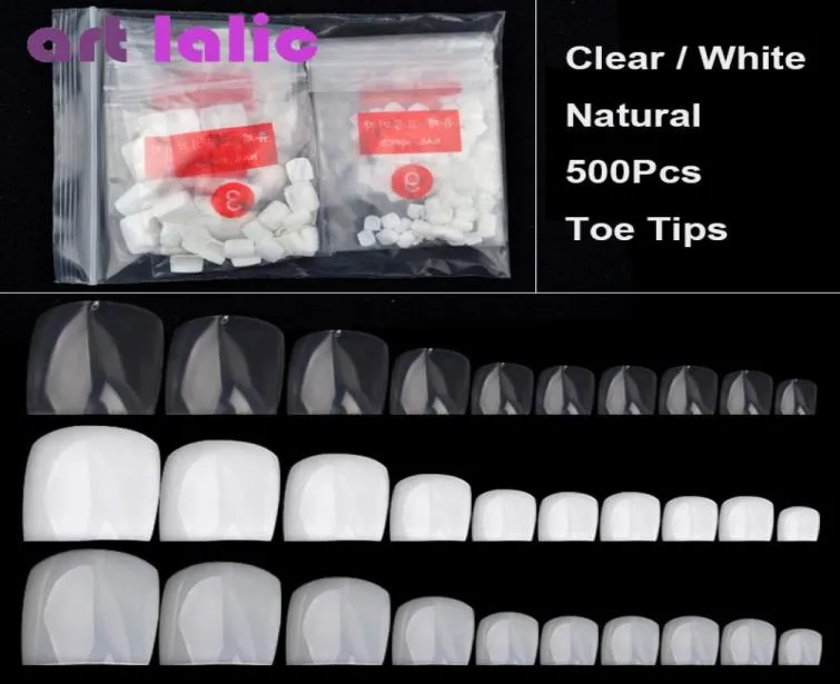 Artlalic 500Pcs Artificial False Toe Nails Tips for Nail Art Decoration Foot Manicure Beauty Tools NaturalClearWhite Fake Nail3733462