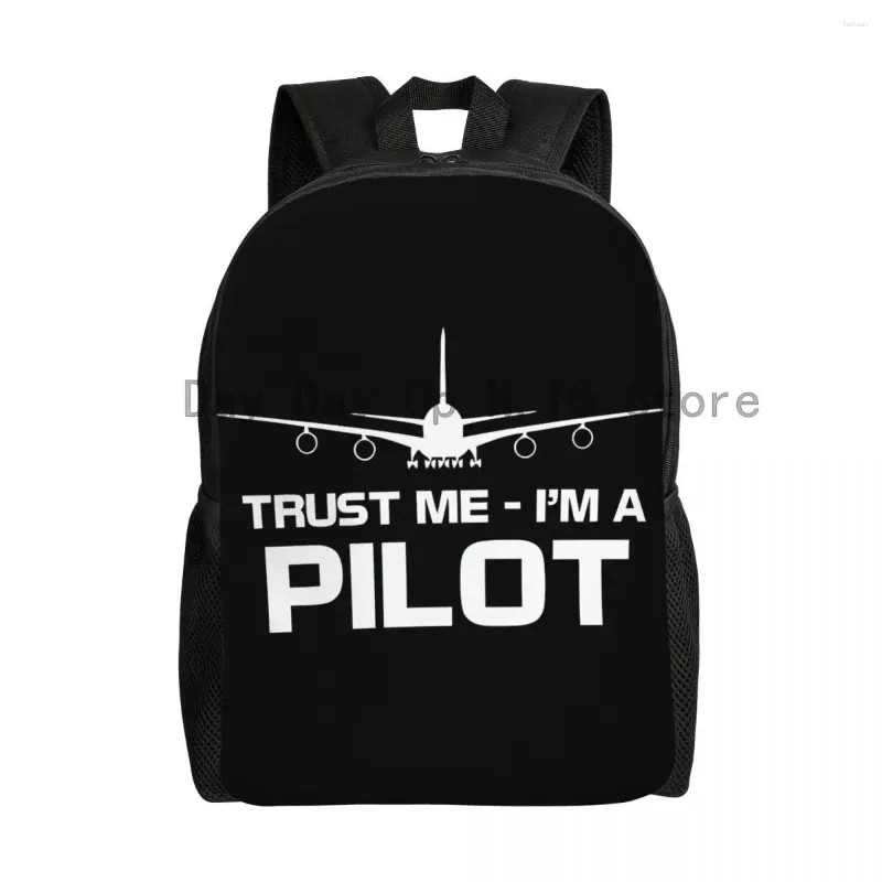 Backpack Trust Me IM A Pilot Laptop Women Men Basic Bookbag For School College Students Plane Flying Aeroplane Aviation Gift Bag