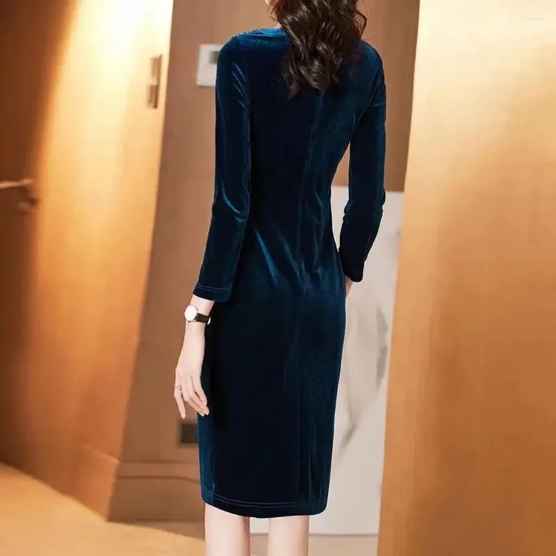 Casual Dresses Women Slim-Montering Dress Shiny Rhinestone Long Sleeve Women's Midi For Fall Winter Prom Party With Sheath Slim Fit tight