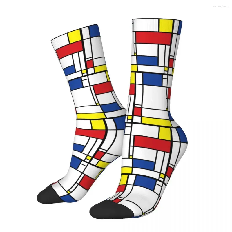 Chaussettes masculines Mondrian minimaliste de Stijl Art moderne Fatfatin Stocks de haute qualité toute la saison pour les cadeaux de l'homme