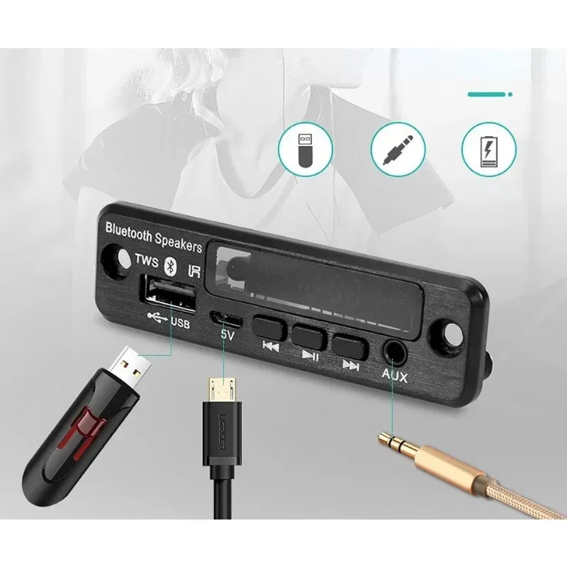 2024 Bluetooth 5.0 MP3/WMA/WAV/APE/FLAC DECODER SCHEDA AUTO AUDIO USB TF FM Modulo radio MP3 Bluetooth Music Player- Audio Player Audio USB