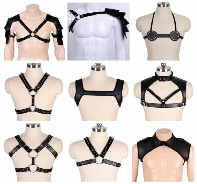 Riemen verstelbare sekscosplay kostuums sexy vrouwen volwassen mannen gentleman lederen body borst kabelboom riem punk fancy kleding accessor2182419