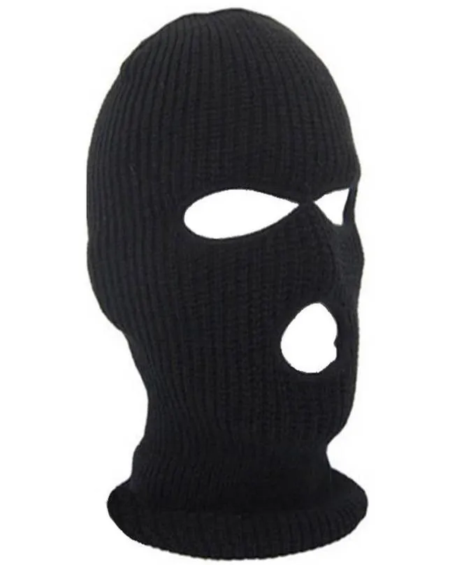 Vollständige Gesichtsbedeckung 3 Löcher Balaclava Strickhut Winter Stretch Schnee Maske Beanie Hutkappe winddurchdringliche warme atmungsaktive Masken für das Fahren ft857540441