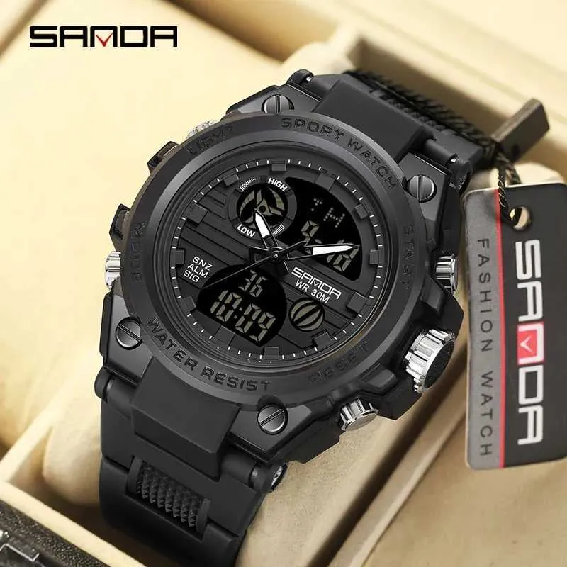 Polshorloges sanda 739 sportheren topmerk luxe militaire kwarts waterdicht S Impact Clock Reggio masculino 2023 Q240426