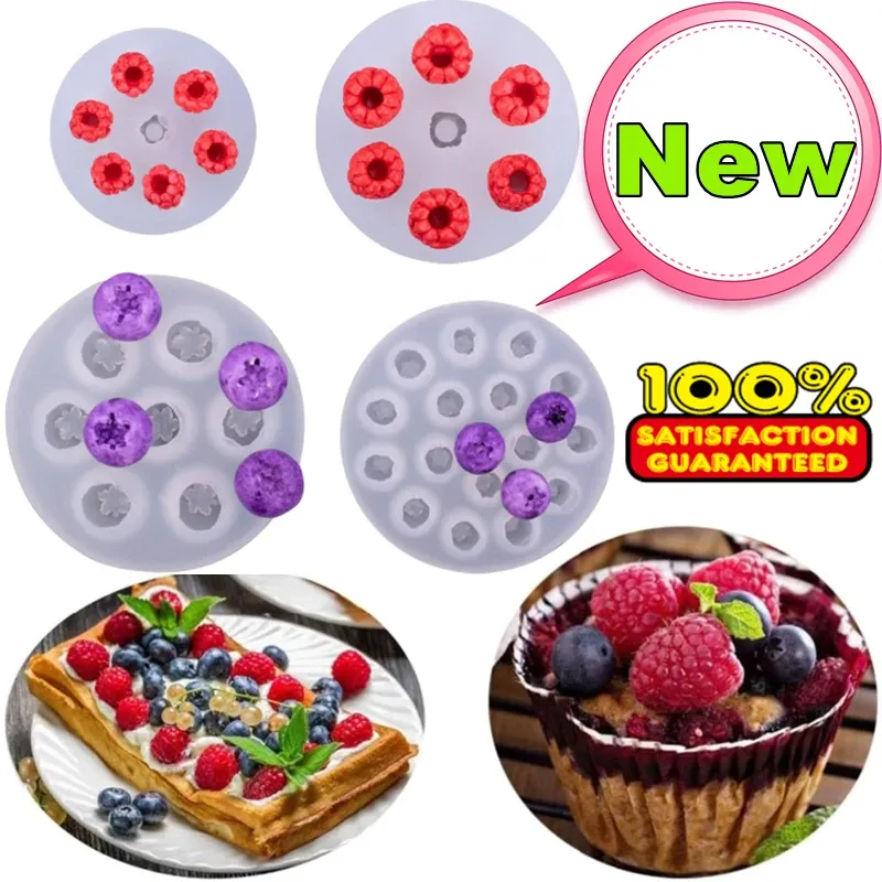 Moules nouvelles simulations de fruits de fruits moule en silicone 3e bleuette en forme de framboise fondant moule diy chocolatement de boulangerie