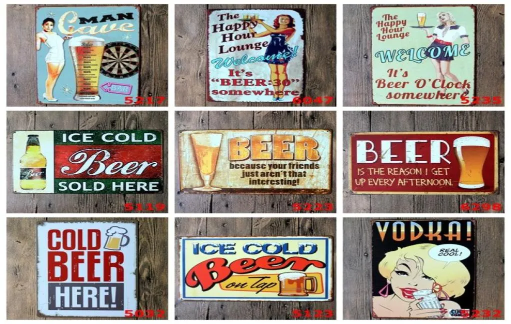 Signes d'étain en métal affiche de bière froide barre de maison décoration de repère Iron Paint Art Pictures de garage vintage Signes rétro 20x30cm HHB16214044189