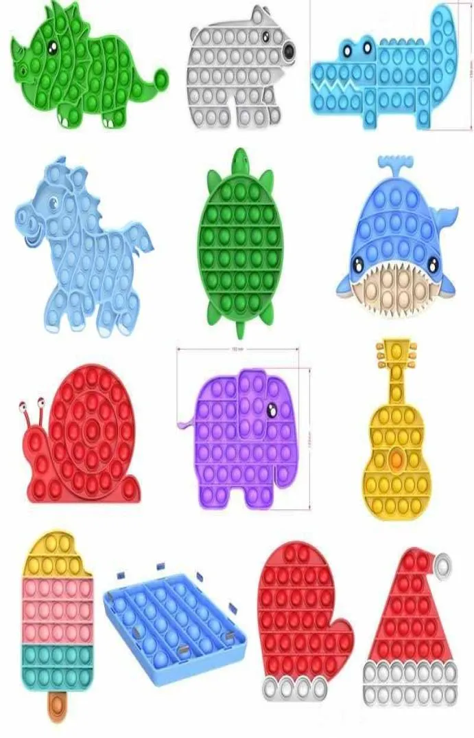 24h Ship Animals Push Press Bubble Sensory Toy Cartoons Autism Specialbehov Stress Reliever Angst Leksaker Undvik tråkiga roliga lättnadsverktyg BJ102653149