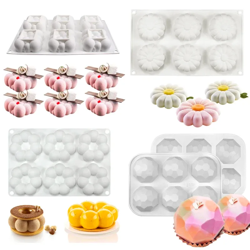 Moldes girassol diamante silicone assado molde de molde diy amor bolo fazendo kit de donut petro vella chocolate fondant molde de aniversário presente