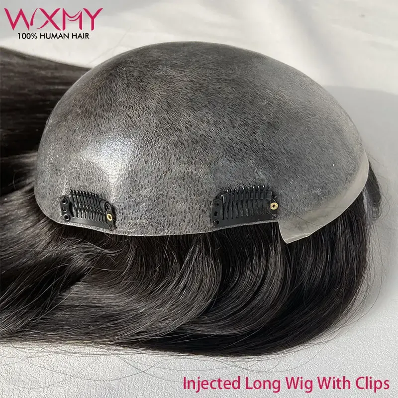 Toppers Długie włosy z klipsami dla kobiety wstrzykniętej skóry Kobiety Topper 100% chińskie kultowe remy ludzkie peruki włosy naturalne włosy